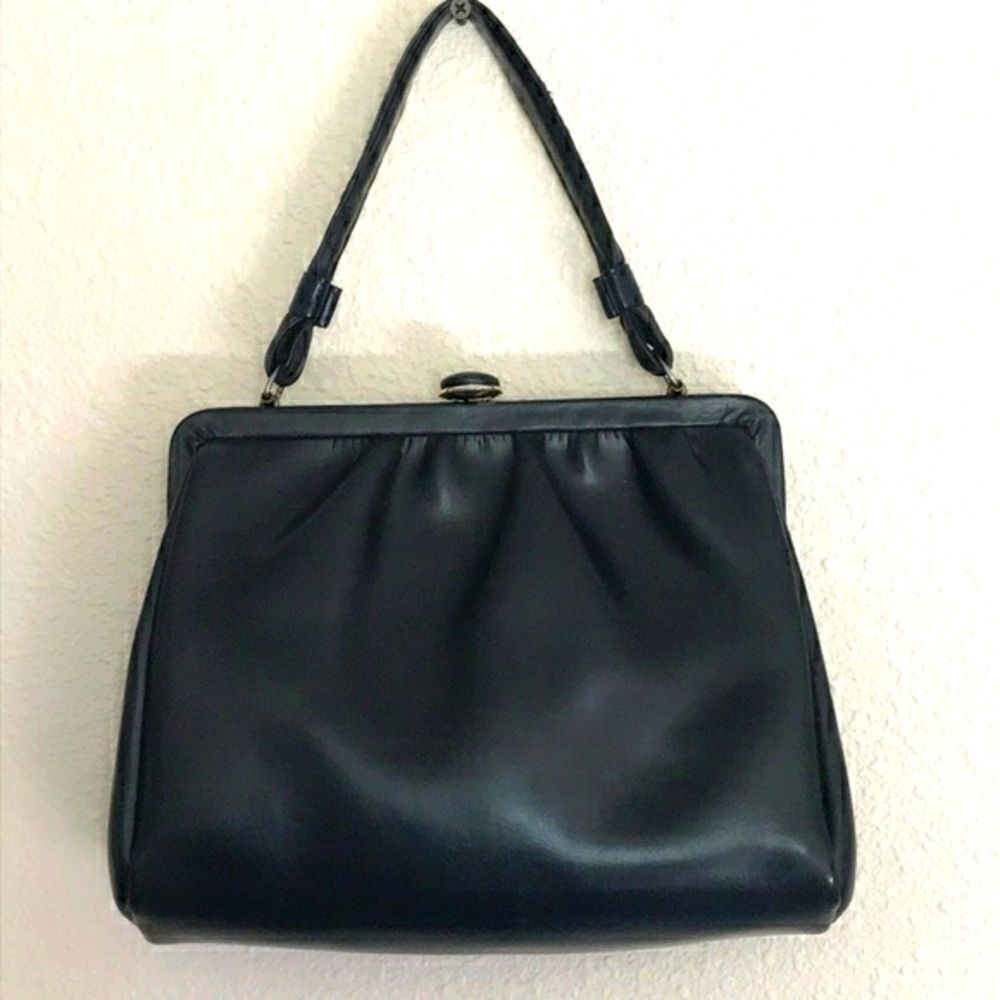 VTG,  Purses The 80 Nevy Blue Women Bag - Picture 2 of 14
